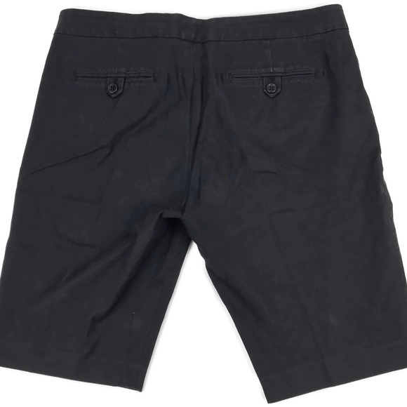 Theory Bermuda Shorts Sz 12 Black Flat Front 35 - Picture 3 of 8